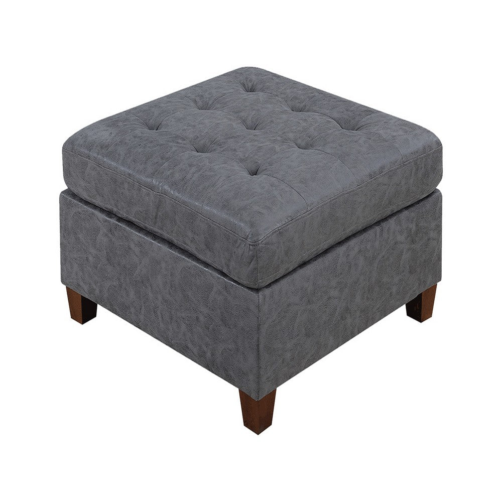 Contemporary Leatherette Rectangular tufted Ottoman, Gray - BM228583