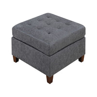 Contemporary Leatherette Rectangular tufted Ottoman, Gray - BM228583