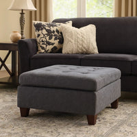 Contemporary Leatherette Rectangular tufted Ottoman, Gray - BM228583