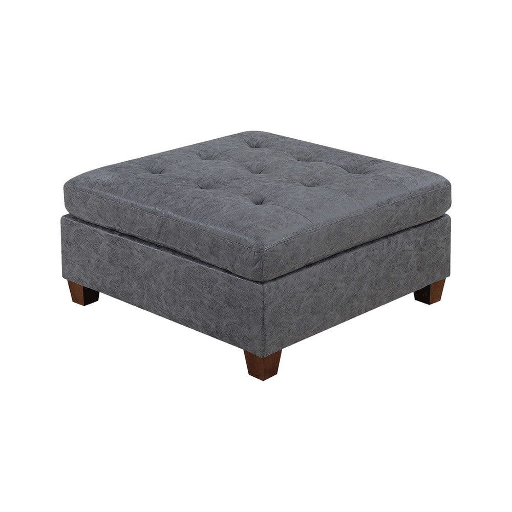 Contemporary Leatherette Rectangular tufted Ottoman, Gray - BM228583