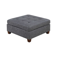 Contemporary Leatherette Rectangular tufted Ottoman, Gray - BM228583
