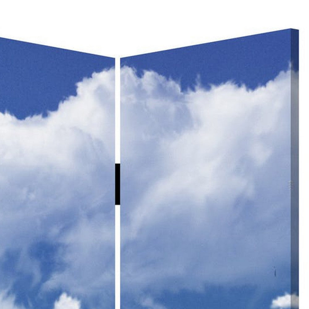 American Flag Printed Wood and Canvas 3 Panel Screen, Multicolor - BM228608