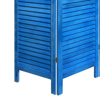 Wooden 3 Panel Shutter Screen with Fitted Slats, Light Blue - BM228609