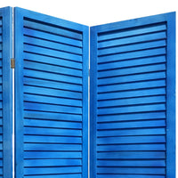 Wooden 3 Panel Shutter Screen with Fitted Slats, Light Blue - BM228609