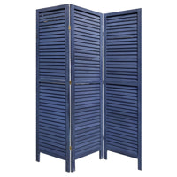 Wooden 3 Panel Shutter Screen with Fitted Slats, Dark Blue - BM228610