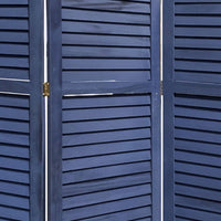 Wooden 3 Panel Shutter Screen with Fitted Slats, Dark Blue - BM228610