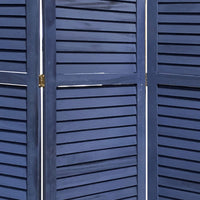 Wooden 3 Panel Shutter Screen with Fitted Slats, Dark Blue - BM228610