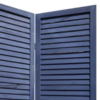 Wooden 3 Panel Shutter Screen with Fitted Slats, Dark Blue - BM228610