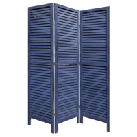 Wooden 3 Panel Shutter Screen with Fitted Slats, Dark Blue - BM228610