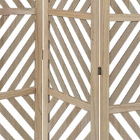 3 Panel Wooden Frame Screen with Diagonal Cut Slats, Natural Brown - BM228619