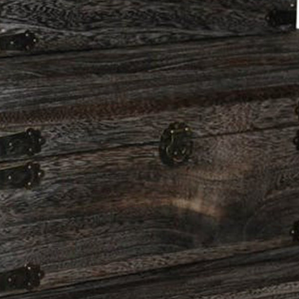 Wooden Lift Top Storage Box with Grain Details, Set of 3, Gray - BM228639