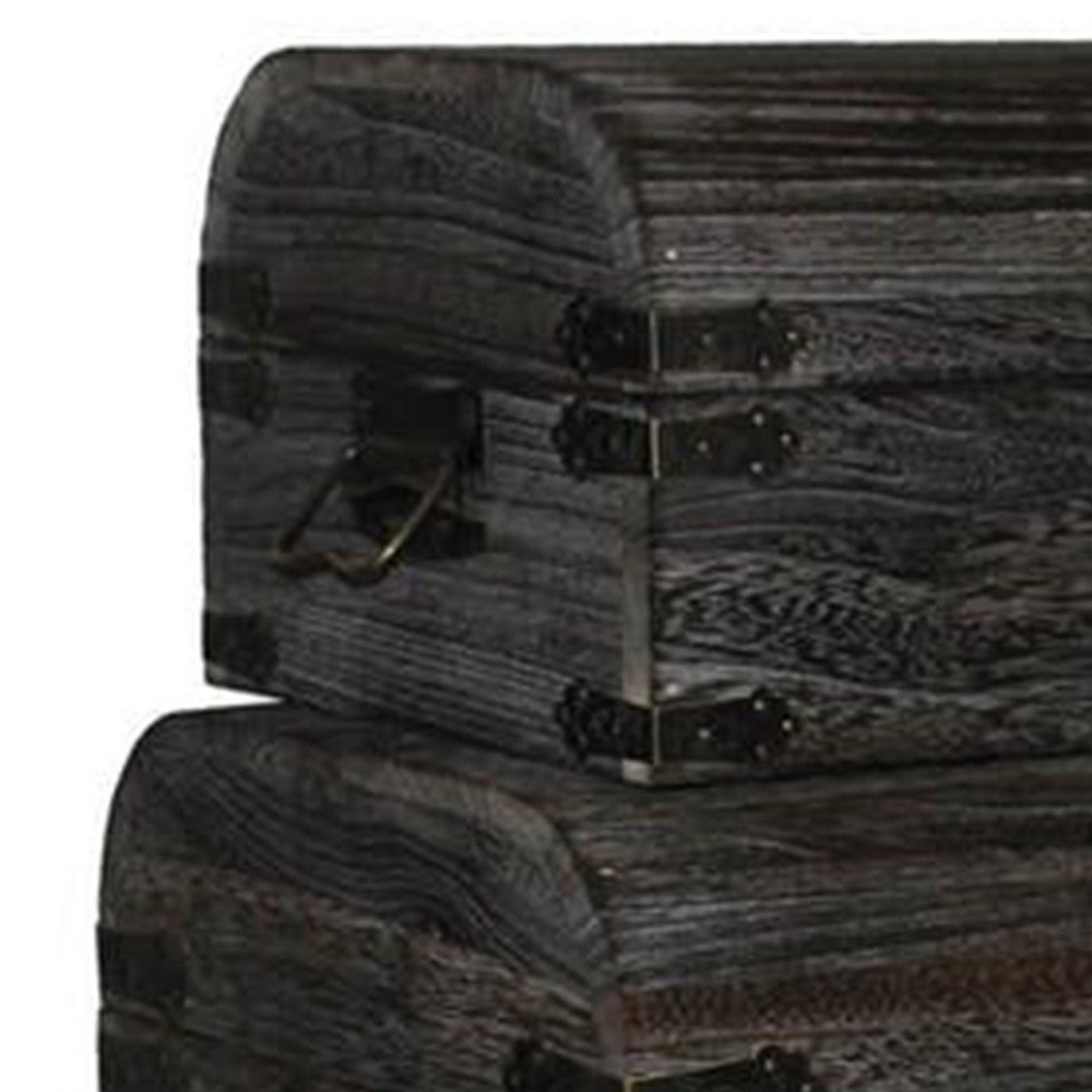 Wooden Lift Top Storage Box with Grain Details, Set of 3, Gray - BM228639