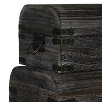 Wooden Lift Top Storage Box with Grain Details, Set of 3, Gray - BM228639