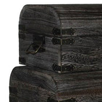 Wooden Lift Top Storage Box with Grain Details, Set of 3, Gray - BM228639