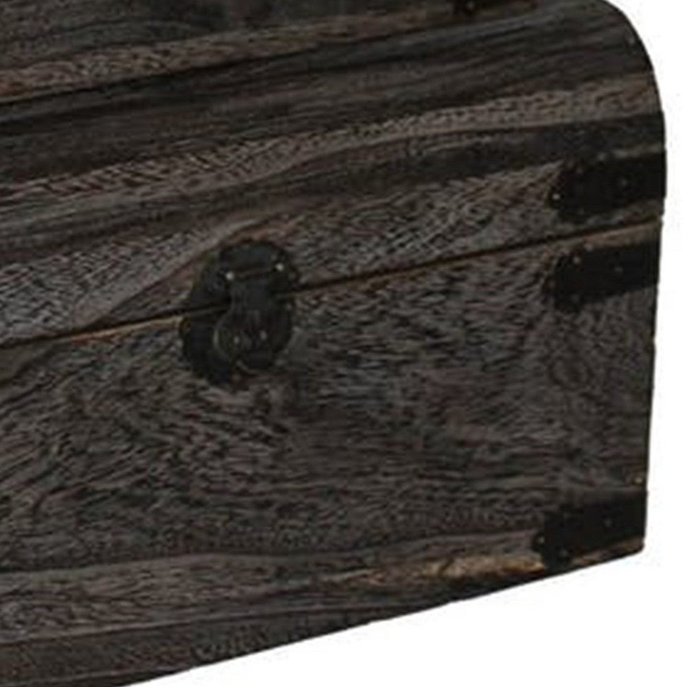 Wooden Lift Top Storage Box with Grain Details, Set of 3, Gray - BM228639