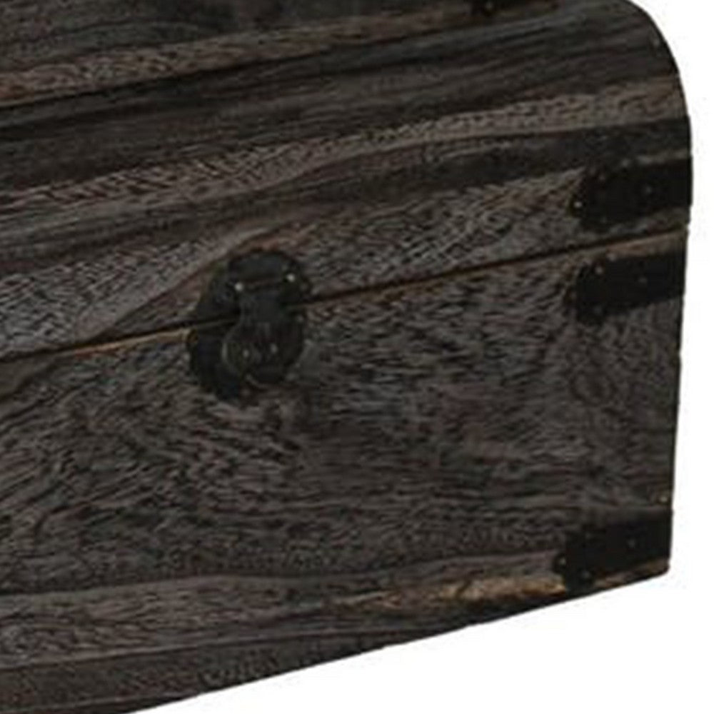 Wooden Lift Top Storage Box with Grain Details, Set of 3, Gray - BM228639