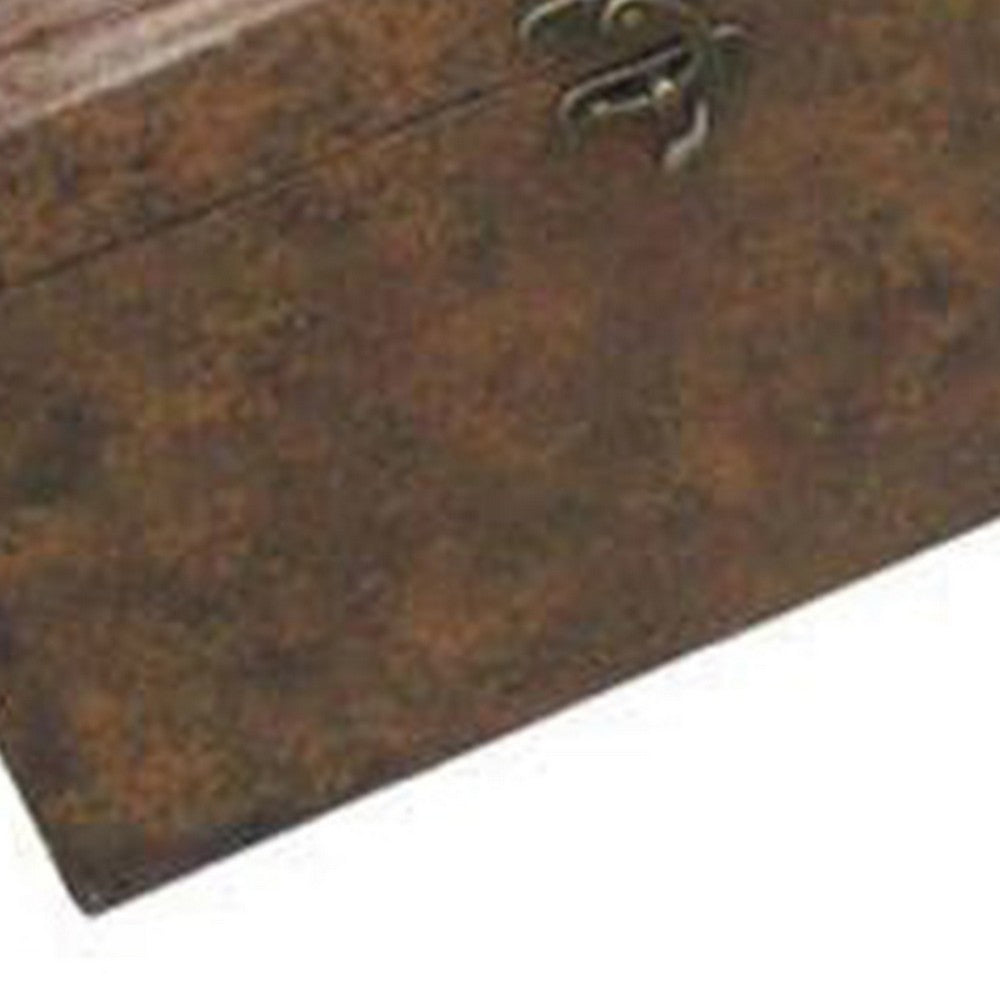 Wooden Lift Top Storage Box with Grain Details, Set of 3, Brown - BM228640