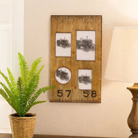 Rectangular Distressed Wooden Frame with 4 Photo Slots, Brown - BM228641
