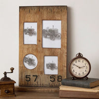 Rectangular Distressed Wooden Frame with 4 Photo Slots, Brown - BM228641
