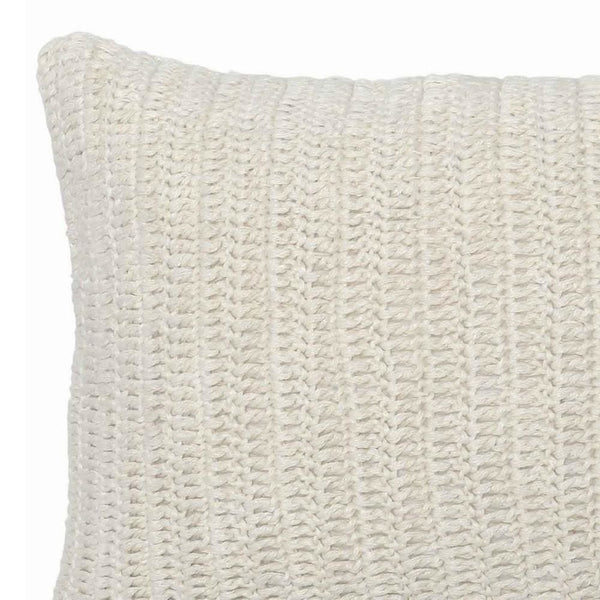 26 x 14" Throw Pillow with Hand Knitted Details, White By Casagear Home