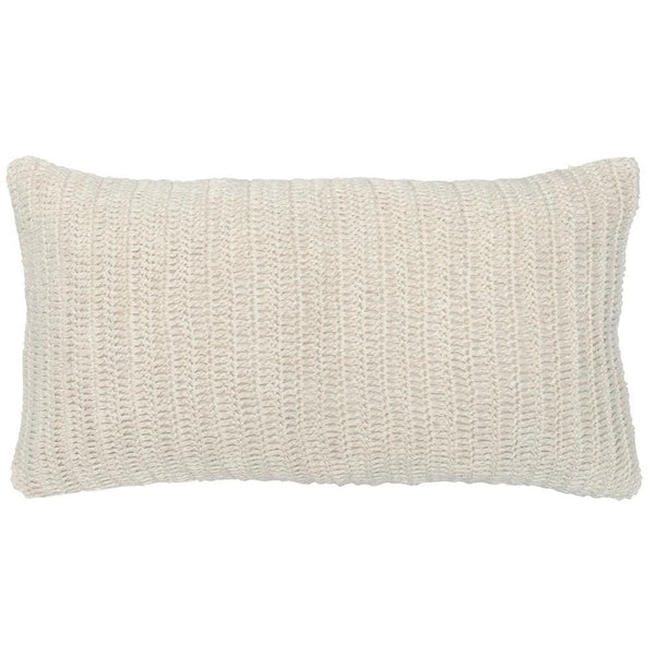 26 x 14" Throw Pillow with Hand Knitted Details, White By Casagear Home