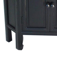 30 Inch Wooden 2 Door Corner Cabinet with 2 Drawers, Black - BM229403