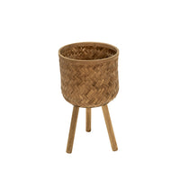 Round Bamboo Planters with Angled Tripod Legs, Set of 3, Brown - BM229452