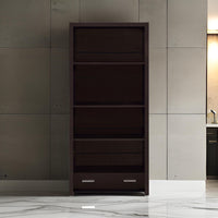Wooden Bookcase with 3 Shelves and 1 Drawer, Dark Brown - BM229684