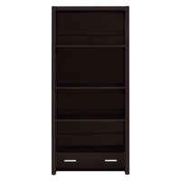 Wooden Bookcase with 3 Shelves and 1 Drawer, Dark Brown - BM229684