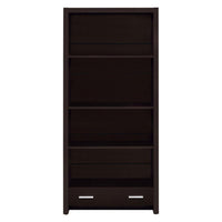 Wooden Bookcase with 3 Shelves and 1 Drawer, Dark Brown - BM229684