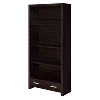 Wooden Bookcase with 3 Shelves and 1 Drawer, Dark Brown - BM229684