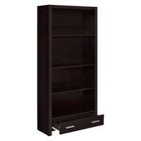 Wooden Bookcase with 3 Shelves and 1 Drawer, Dark Brown - BM229684