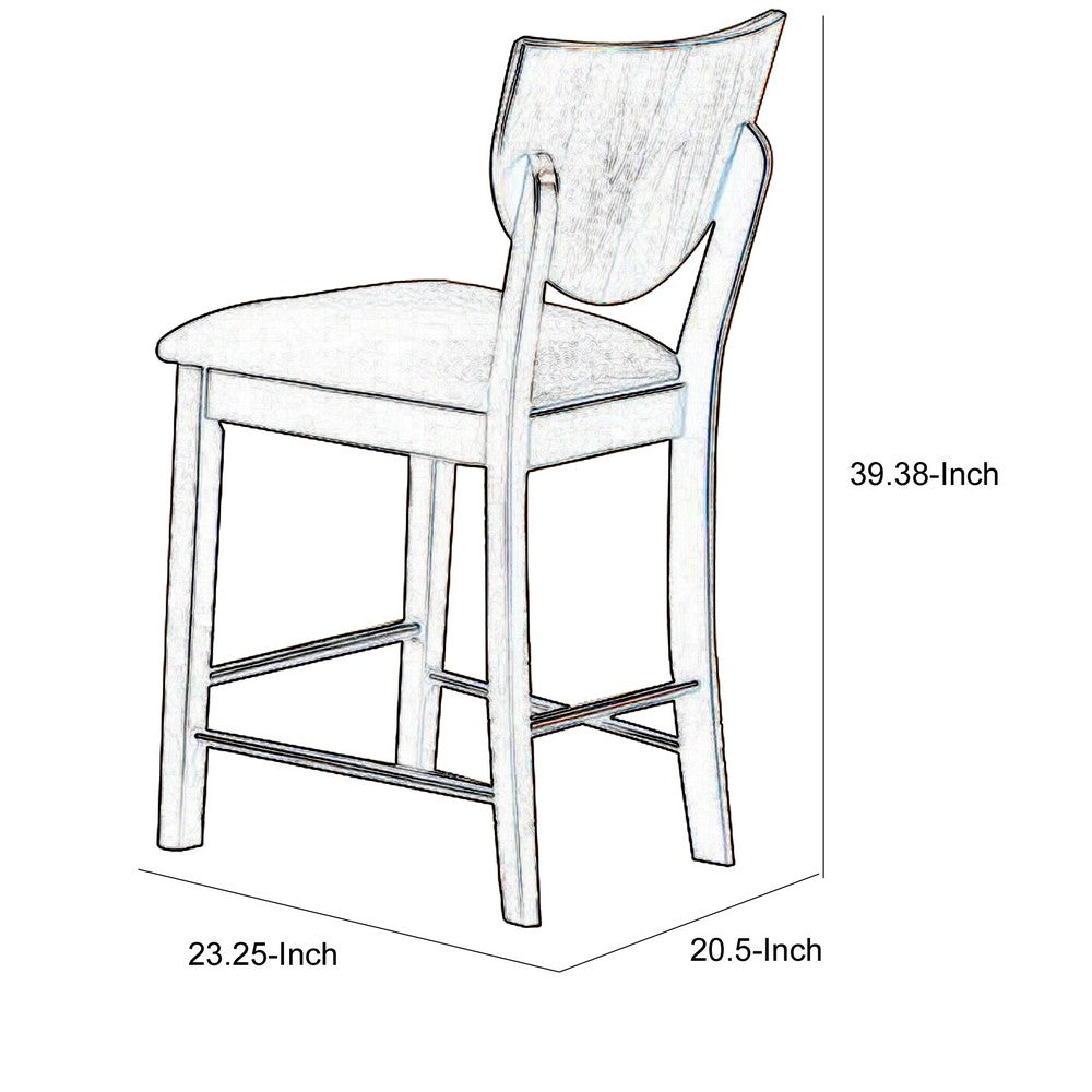 Fabric Counter Height Chair with Sloped Open Back,Set of 2, Walnut Brown - BM230003