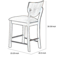 Fabric Counter Height Chair with Sloped Open Back,Set of 2, Walnut Brown - BM230003