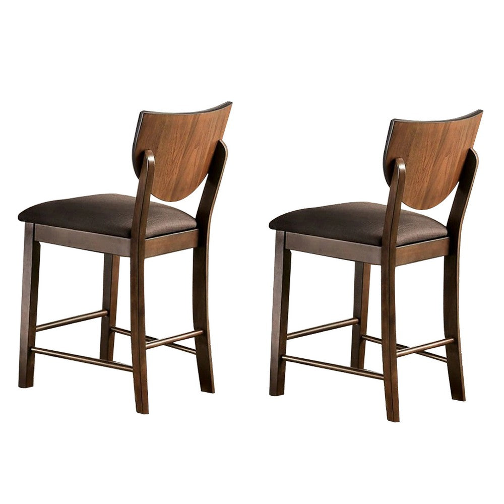Fabric Counter Height Chair with Sloped Open Back,Set of 2, Walnut Brown - BM230003
