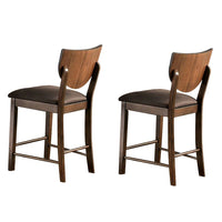 Fabric Counter Height Chair with Sloped Open Back,Set of 2, Walnut Brown - BM230003