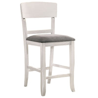 Wooden Counter Height Chair with Curved Back, Set of 2, White and Gray - BM230034