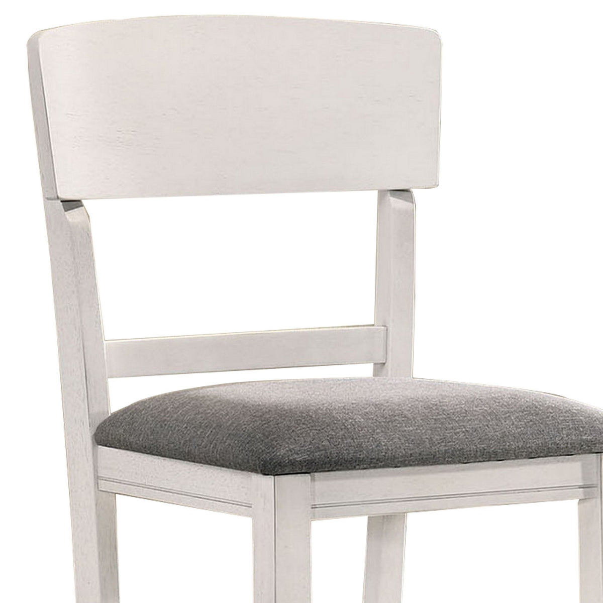 Wooden Counter Height Chair with Curved Back, Set of 2, White and Gray - BM230034