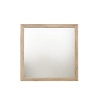 Square Shaped Wooden Mirror with Rough Hewn Texture, Brown - BM230135