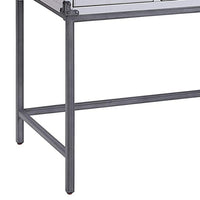 5 Drawer Wooden Desk and Hutch with Ring Pulls, Gray - BM230138