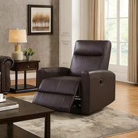 Leatherette Power Recliner with Tufted Back, Brown - BM230146