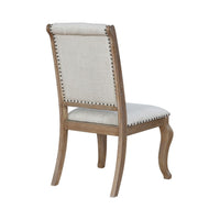Button Tufted Fabric Side Chair with Cabriole Legs,Set of 2,Brown and Cream - BM230293
