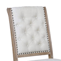 Button Tufted Fabric Side Chair with Cabriole Legs,Set of 2,Brown and Cream - BM230293
