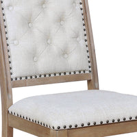 Button Tufted Fabric Side Chair with Cabriole Legs,Set of 2,Brown and Cream - BM230293