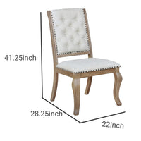 Button Tufted Fabric Side Chair with Cabriole Legs,Set of 2,Brown and Cream - BM230293
