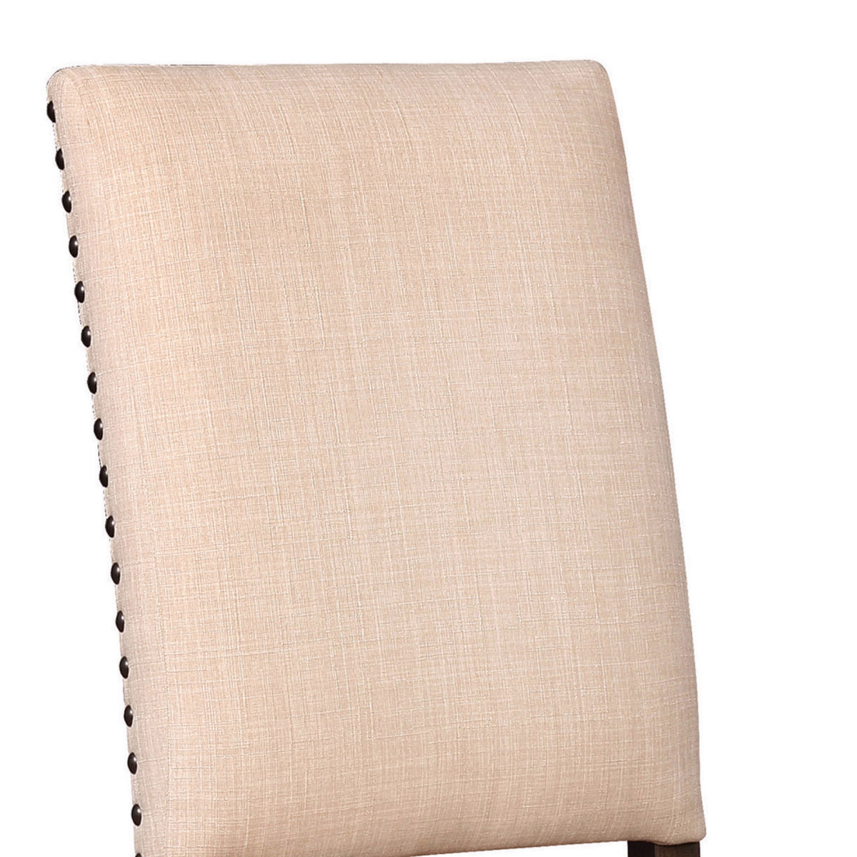 Nailhead Trim Fabric Side Chair with High Back, Set of 2, Beige  - BM230297