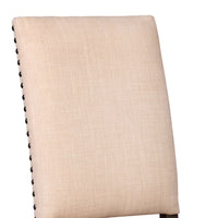 Nailhead Trim Fabric Side Chair with High Back, Set of 2, Beige  - BM230297