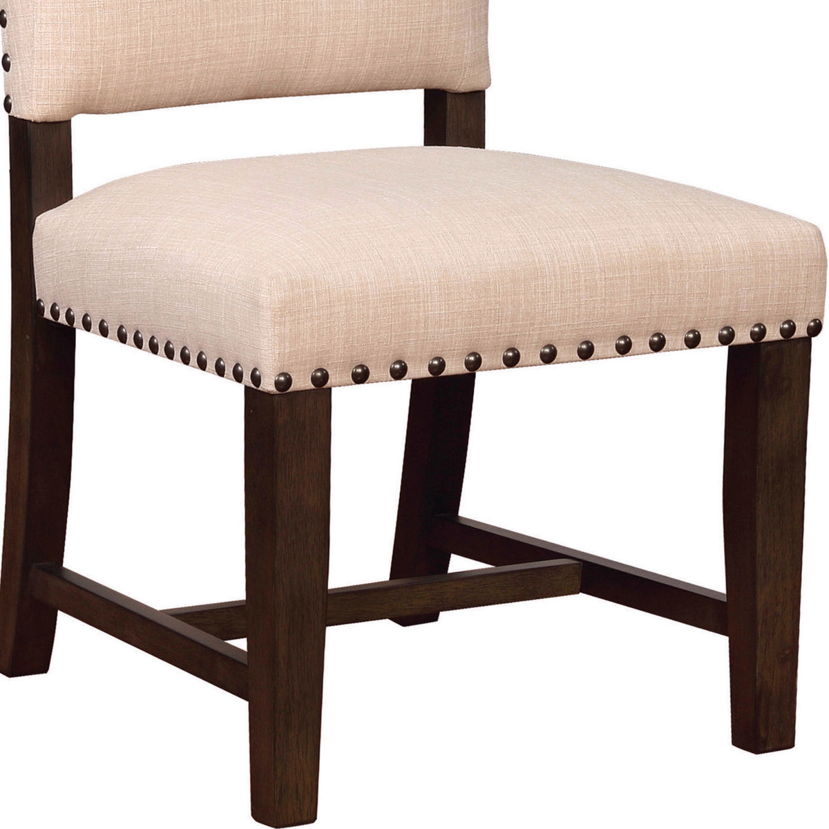 Nailhead Trim Fabric Side Chair with High Back, Set of 2, Beige  - BM230297