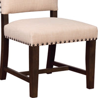 Nailhead Trim Fabric Side Chair with High Back, Set of 2, Beige  - BM230297