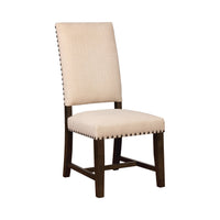 Nailhead Trim Fabric Side Chair with High Back, Set of 2, Beige  - BM230297